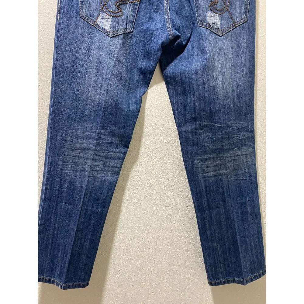 Carbon Black Distressed Jeans Mens 34x30 Blue Ripped Destroyed Denim 100% Cotton - Picture 10 of 15